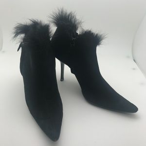 Narciso Rodriguez Fur Trimmed Suede Booties 37.5